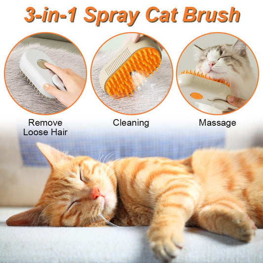 Cat Steam Brush for Shedding New Cat Grooming Brush with Steam, Rechargeable Steam Pet Brush for Dogs and Cat,Anti-Static Steam Pet Brush,Massage, Cleaning, Shedding & Combing All in One