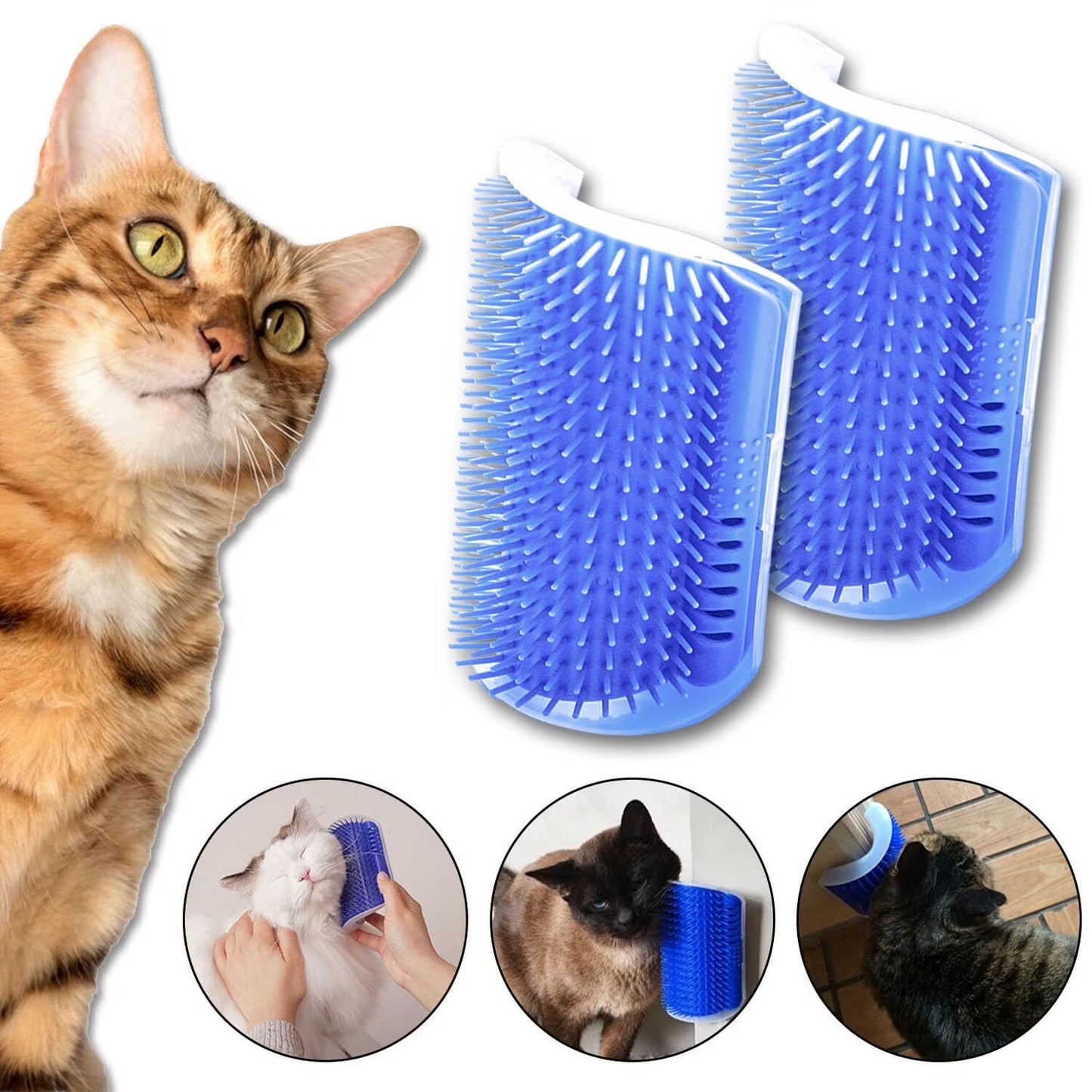 Cat Corner Scratcher Self Groomer, 2 Pcs Softer Cat Face Scratchers Wall Corner Grooming Massage Combs for Long & Short Fur Cats
