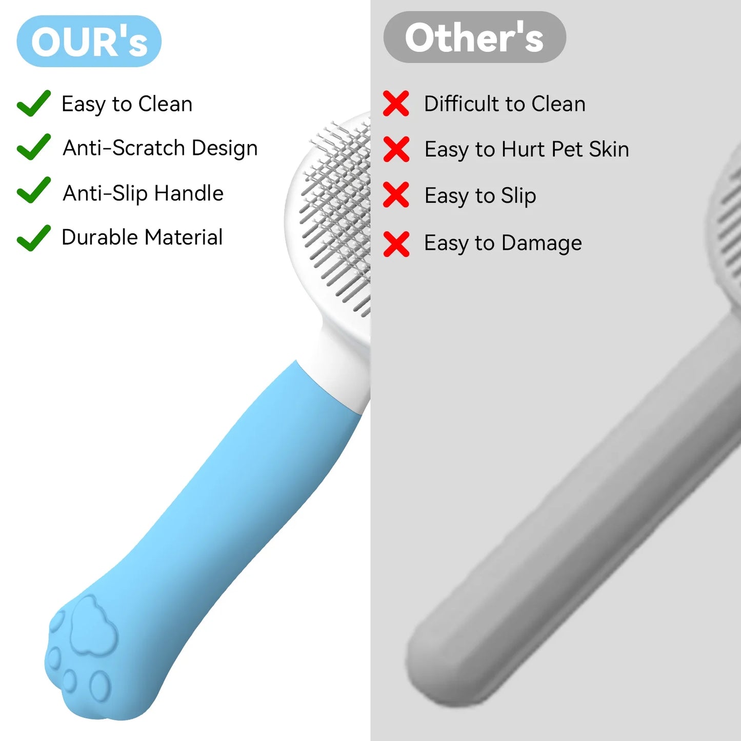 Cat & Dog Grooming Brush – Self-Cleaning Slicker Brush for Shedding, Removes Loose Fur & Tangles, Gentle & Skin-Friendly, Perfect for All Coat Types – Blue