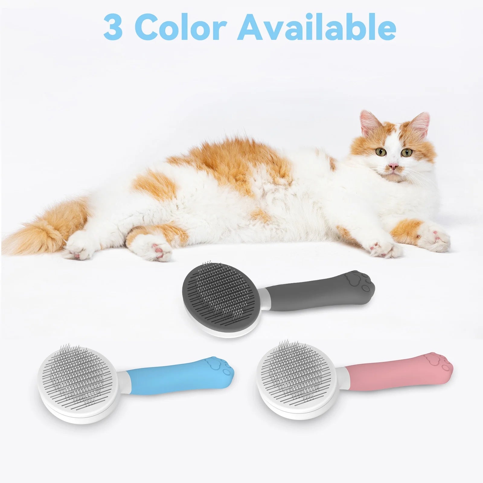 Cat & Dog Grooming Brush – Self-Cleaning Slicker Brush for Shedding, Removes Loose Fur & Tangles, Gentle & Skin-Friendly, Perfect for All Coat Types – Blue