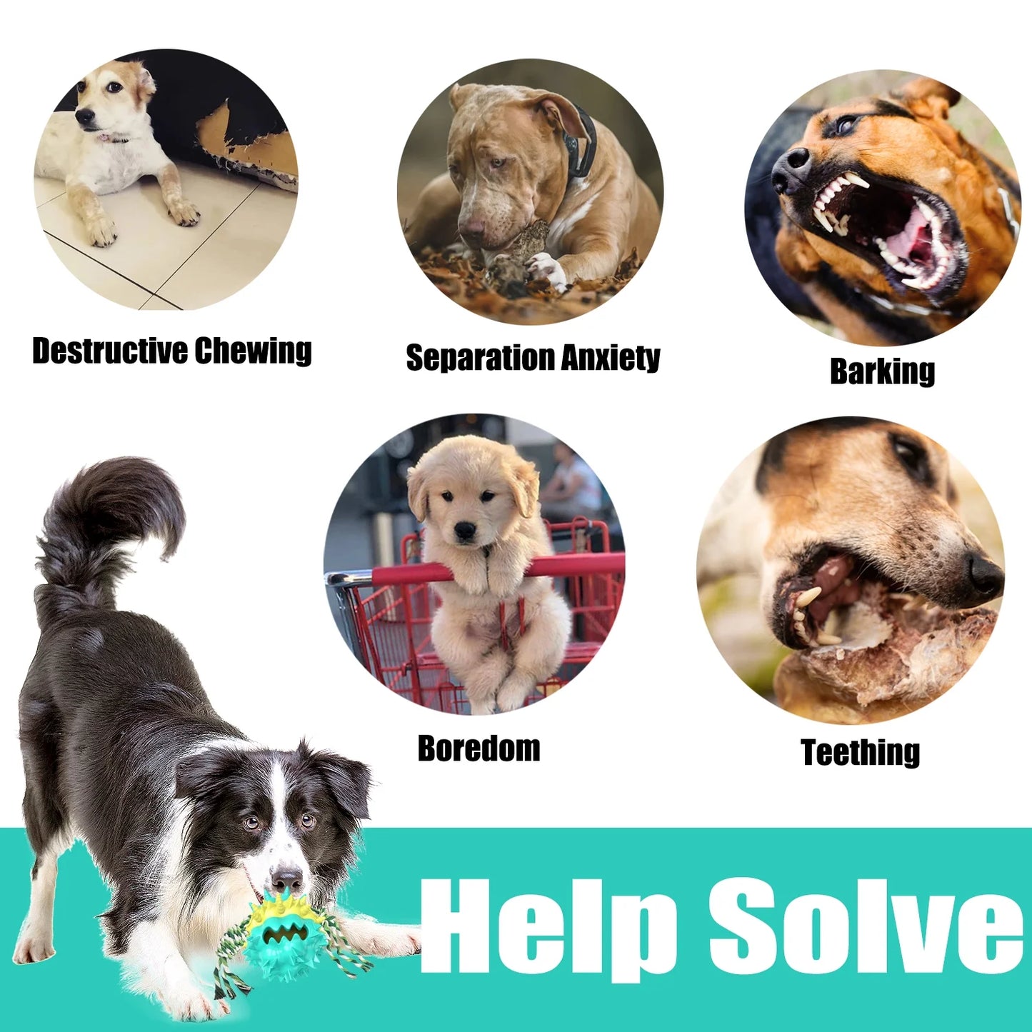 Dog Chew Toys Ball for Aggressive Chewers,  Indestructible Squeaker Dog Toy Puppy Chew Teething Toys for Large Medium Small Dogs,Blue